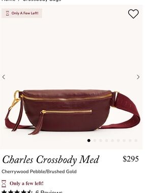 Hammitt Charles Crossbody Bag Medium Cherrywood Pebble Leather